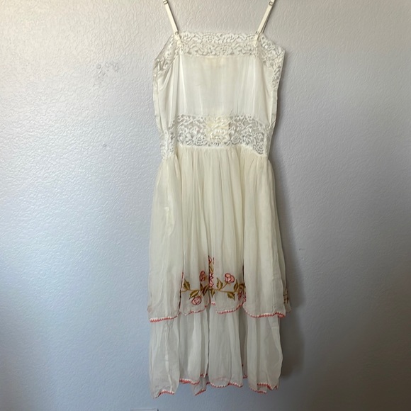 NWT Chasing Unicorns So Many Skies Silk/Cotton + Lace Midi Dress Sz XS 🌸 - Picture 10 of 13